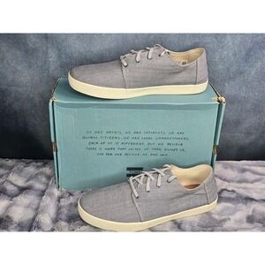 NWB TOMS Payton Sneaker Grey‎ Denim Casual Lace Up Mens 11